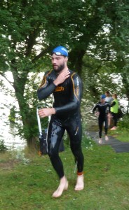 Luke exiting the water