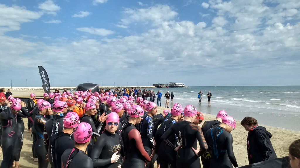 Starting in a wave with many swimmers can be daunting: if you’re not confident start towards the back and keep to the outside at the turning buoys.